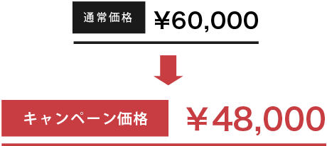 通常価格 ¥60,000 → キャンペーン価格 ￥48,000